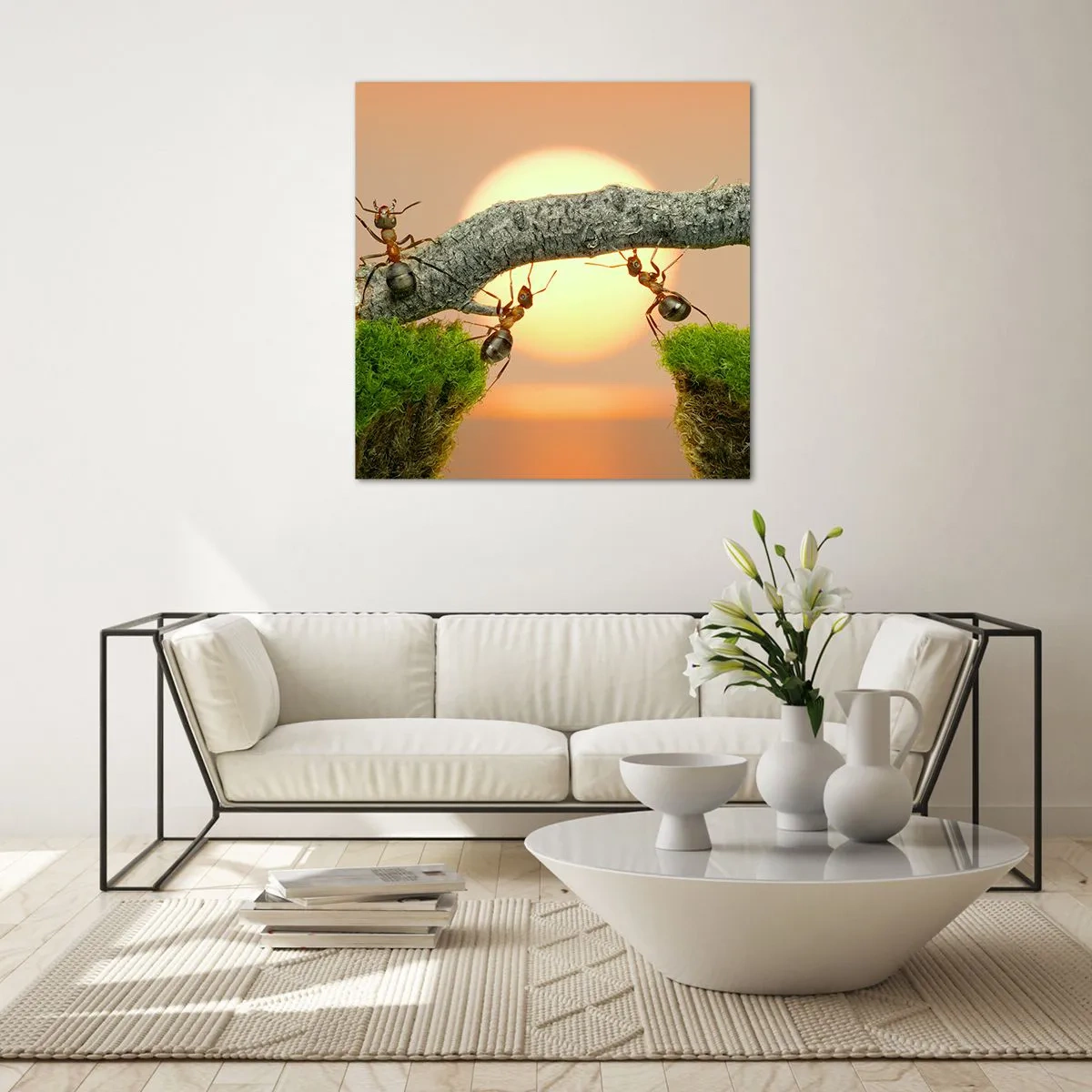 Cuadro sobre vidrio - Impresiones sobre Vidrio - Trabajar juntos con alegría - 40x40 cm