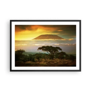 Póster en marco negro - Paisaje africano con el Kilimanjaro al amanecer - 70x50cm - El sueño del viajero - Decoración de pared moderna para salón y dormitorio ARTTOR