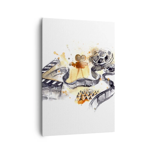 Cuadro sobre lienzo - Impresión de Imagen - El simbolismo del cine con una tira de película en una acuarela artística - 70x100cm - En el país de los sueños - Decoración de pared moderna para salón y dormitorio ARTTOR