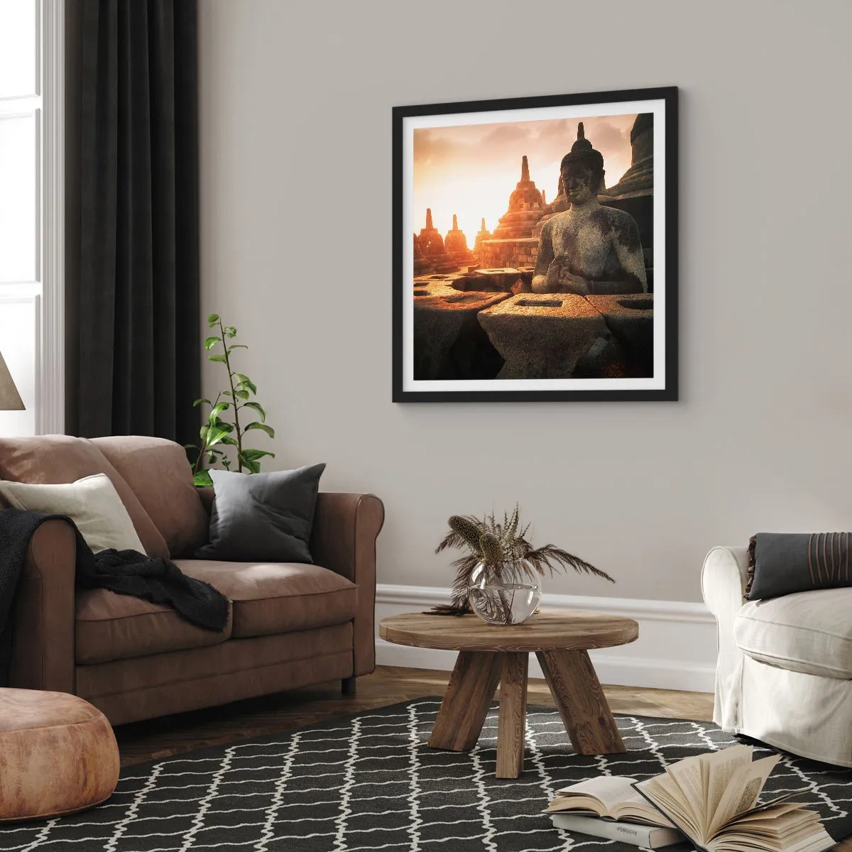 Póster en marco negro - Tiempo de gran sabiduría - 60x60 cm