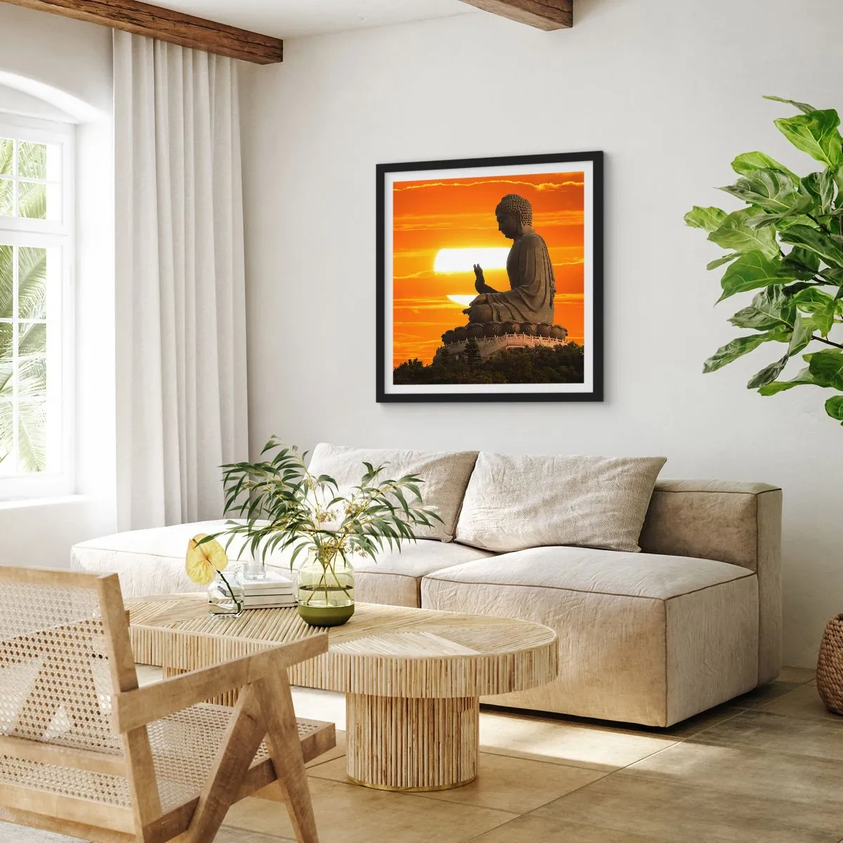 Póster en marco negro - Sin miedo al mundo - 50x50 cm