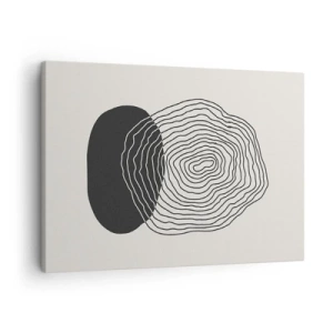 Cuadro sobre lienzo - Impresión de Imagen - Patrón abstracto con líneas y formas en blanco y negro. - 70x50cm - Persistencia y vibración - Decoración de pared moderna para salón y dormitorio ARTTOR