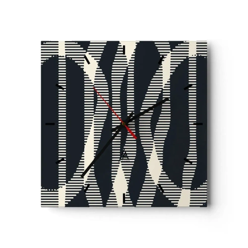 Reloj de pared - Reloj de vidrio - Líneas geométricas en tonos claros sobre un fondo oscuro. - 30x30cm - Un intento de romper la oscuridad - Decoración de pared moderna para salón y dormitorio ARTTOR