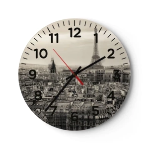 Reloj de pared - Reloj de vidrio - Sobre los tejados de París - 30x30 cm