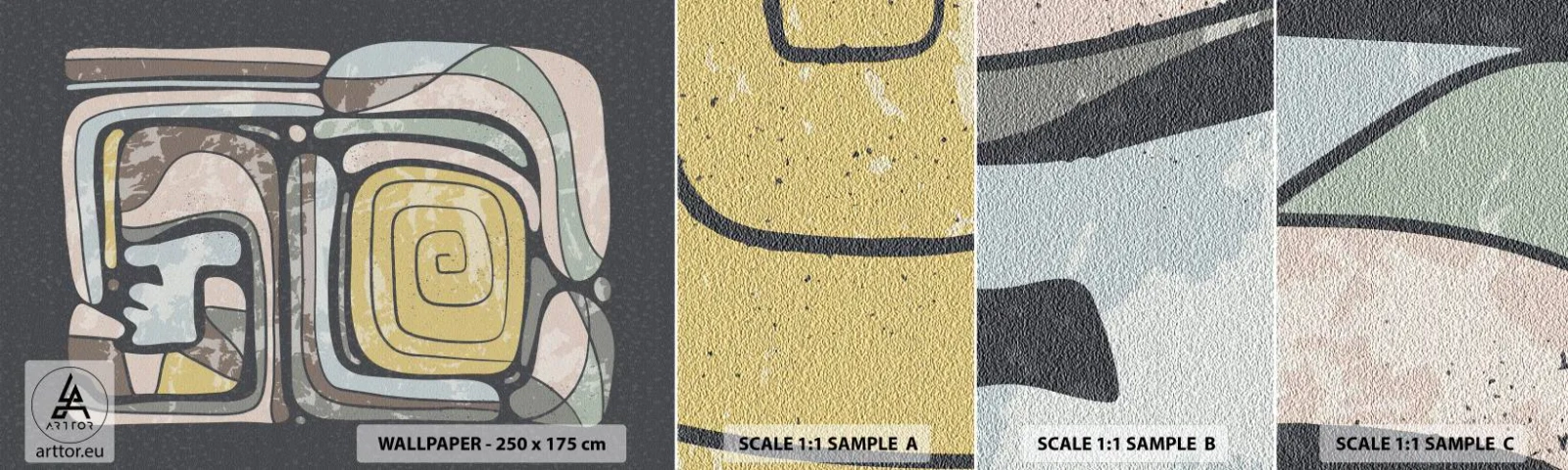 Muestra De Fotomural Standard Eco - Abstracción con espíritu precolombino - Abstracción, bohemia, Envejecido - 100x30 cm