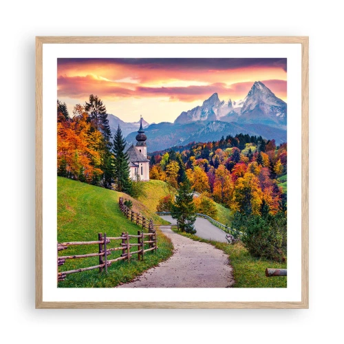 Póster en marco roble claro - Paisaje como una pintura - 60x60 cm