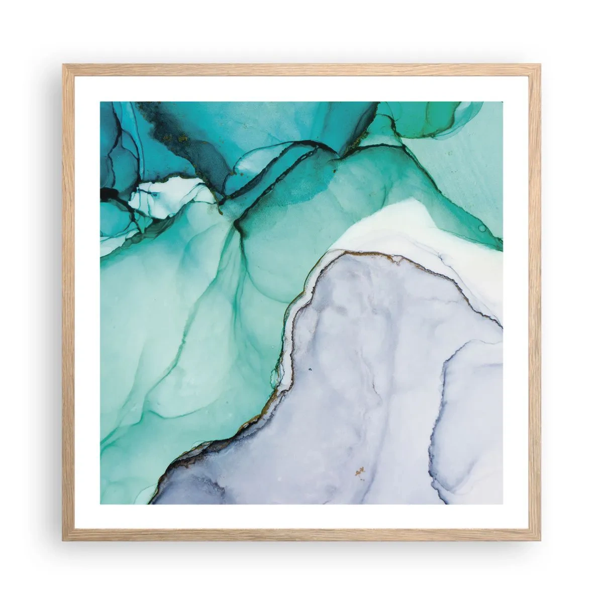 Póster en marco roble claro - Estudio en turquesa - 60x60 cm
