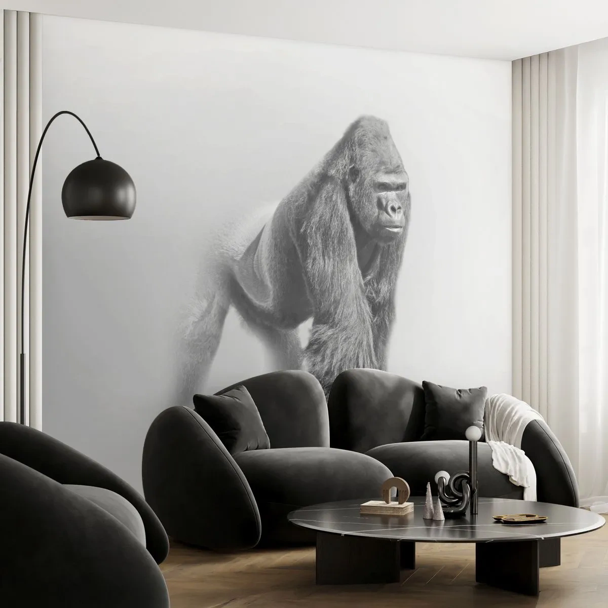 Fotomural Premium Canvas - Confiando en su fuerza - animales, Gorila, Mono - 200x140 cm