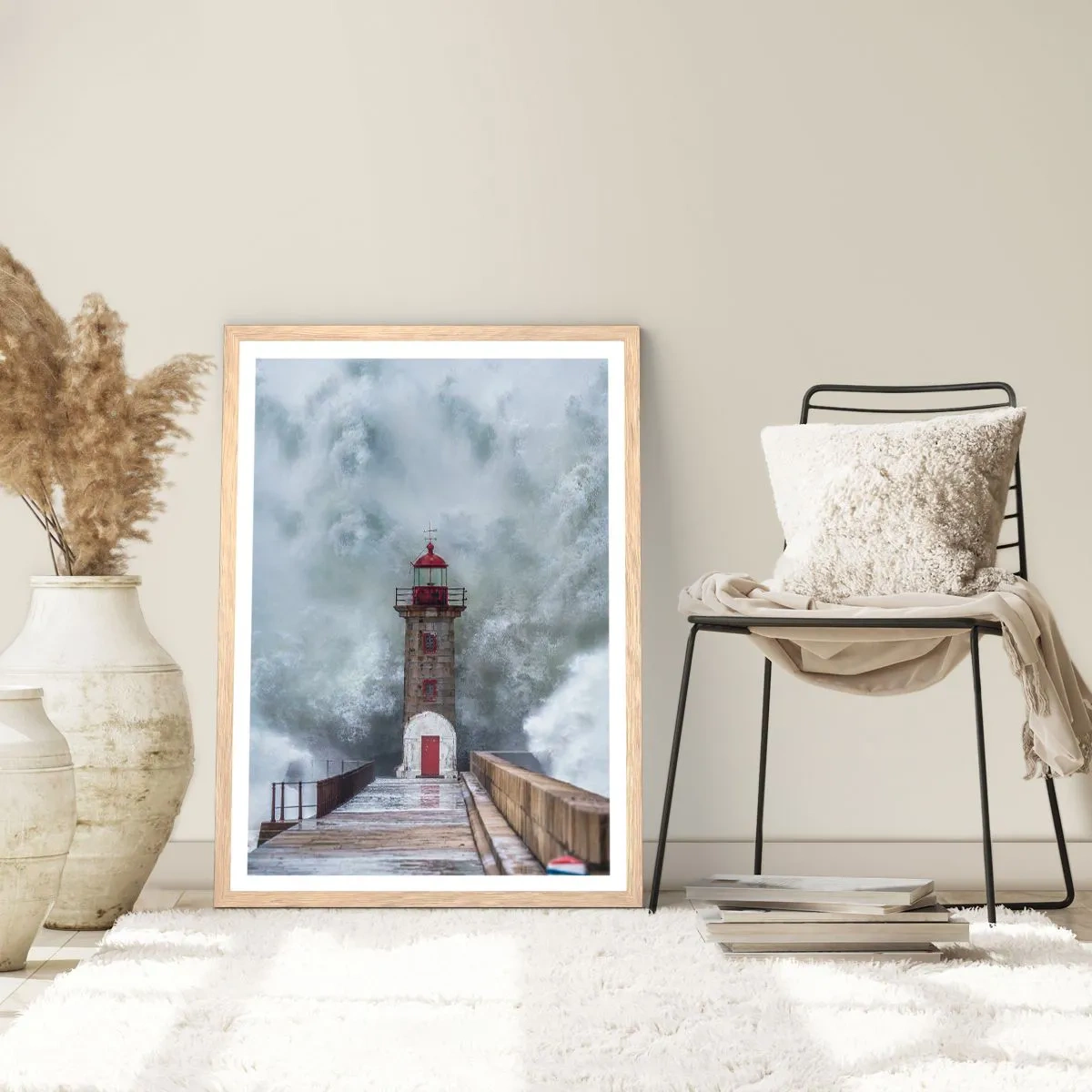 Póster en marco roble claro - El rugido de las aguas, la fuerza del viento - 30x40 cm