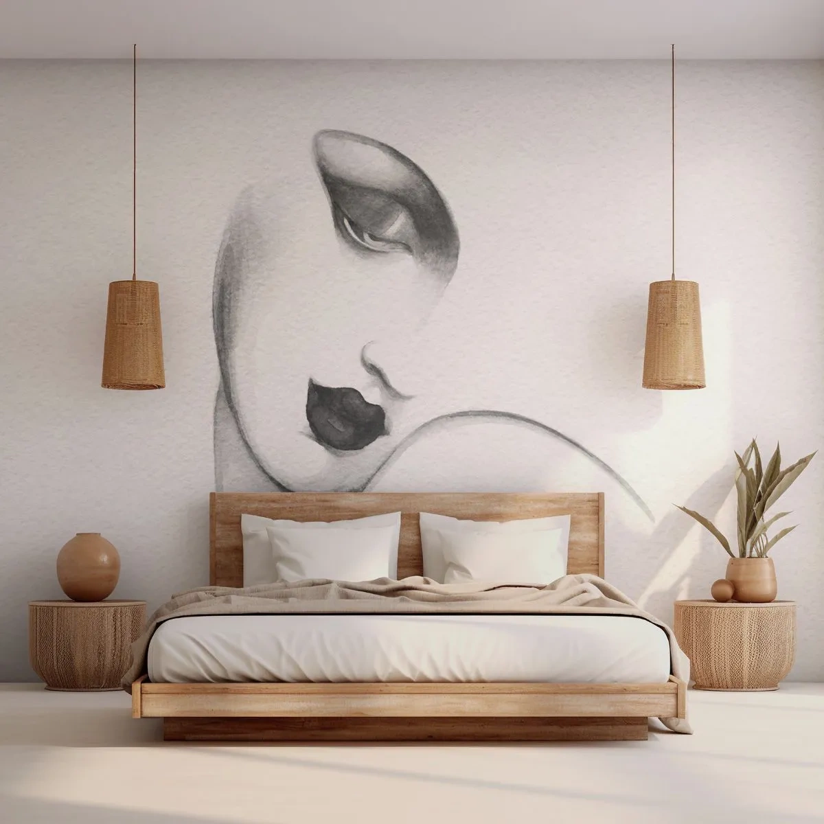 Fotomural Autadhesivo Deluxe Sticker - Pensativa - retrato de una mujer, cara de mujer, Pedazo - 250x175 cm