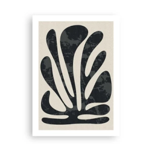 Póster - Forma abstracta de planta negra sobre un fondo beige - 50x70cm - Abstracción con varios extremos - Decoración de pared moderna para salón y dormitorio ARTTOR