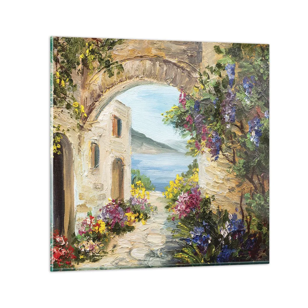 Cuadro sobre vidrio - Impresiones sobre Vidrio - El encanto del paisaje costero - 50x50 cm