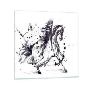 Cuadro sobre vidrio - Impresiones sobre Vidrio - Caballero negro - 30x30 cm