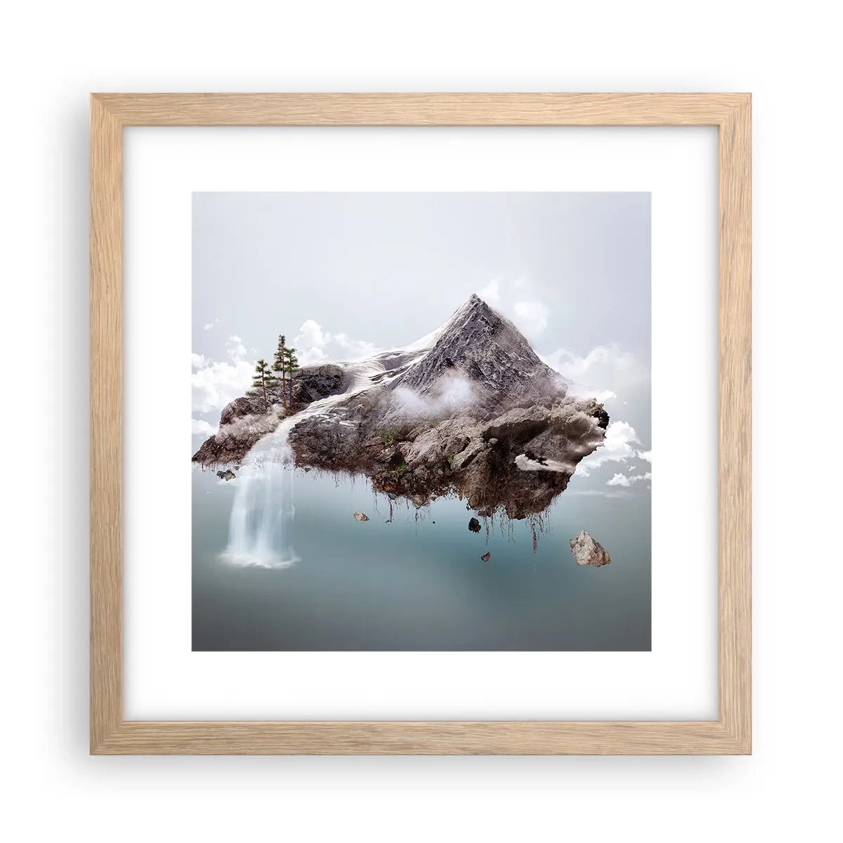 Póster en marco roble claro - Isla surrealista - 30x30 cm