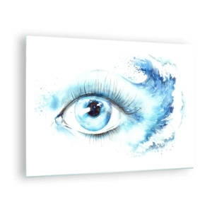 Cuadro sobre vidrio - Impresiones sobre Vidrio - Ojo azul en acuarela artística - 70x50cm - Sumérgete en el azul de tu mirada - Decoración de pared moderna para salón y dormitorio ARTTOR