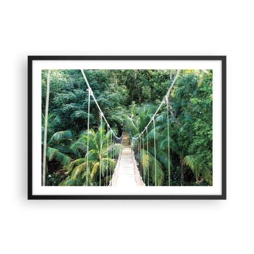 Póster en marco negro - Un puente colgante en una selva tropical llena de vegetación. - 70x50cm - ¡Bienvenido a la selva! - Decoración de pared moderna para salón y dormitorio ARTTOR
