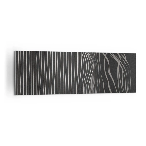 Cuadro sobre lienzo - Impresión de Imagen - Líneas blancas sobre un fondo gris oscuro en una disposición abstracta. - 160x50cm - Ritmo y acento - Decoración de pared moderna para salón y dormitorio ARTTOR