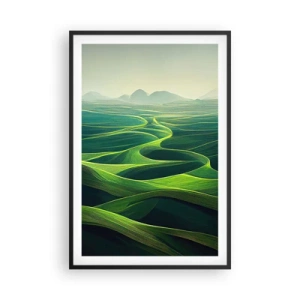 Póster en marco negro - Valles en tonos verdes - 61x91 cm