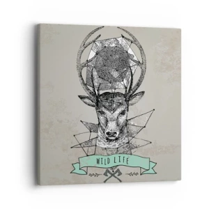 Cuadro sobre lienzo - Impresión de Imagen - Visión de San Huberto - 40x40 cm