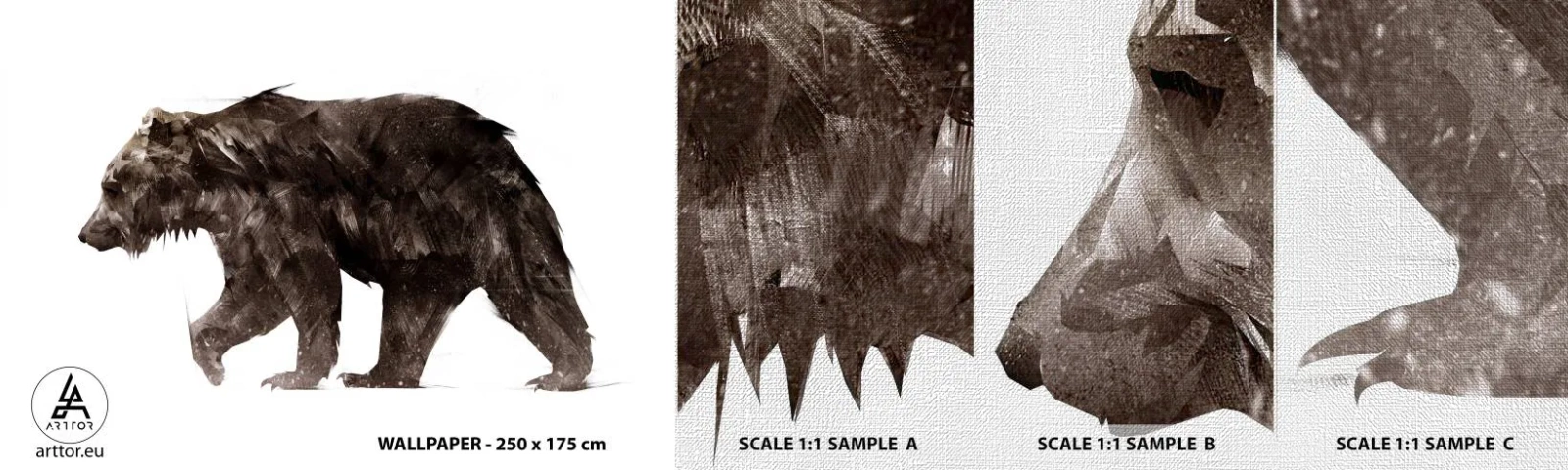 Muestra de fotomural Premium Canvas - Elegante y poderoso - animales, Oso, Abstracción - 100x30 cm