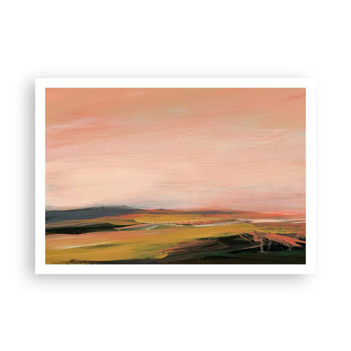 Póster - Un paisaje en tonos rosa y dorado. - 100x70cm - En tono rosa - Decoración de pared moderna para salón y dormitorio ARTTOR