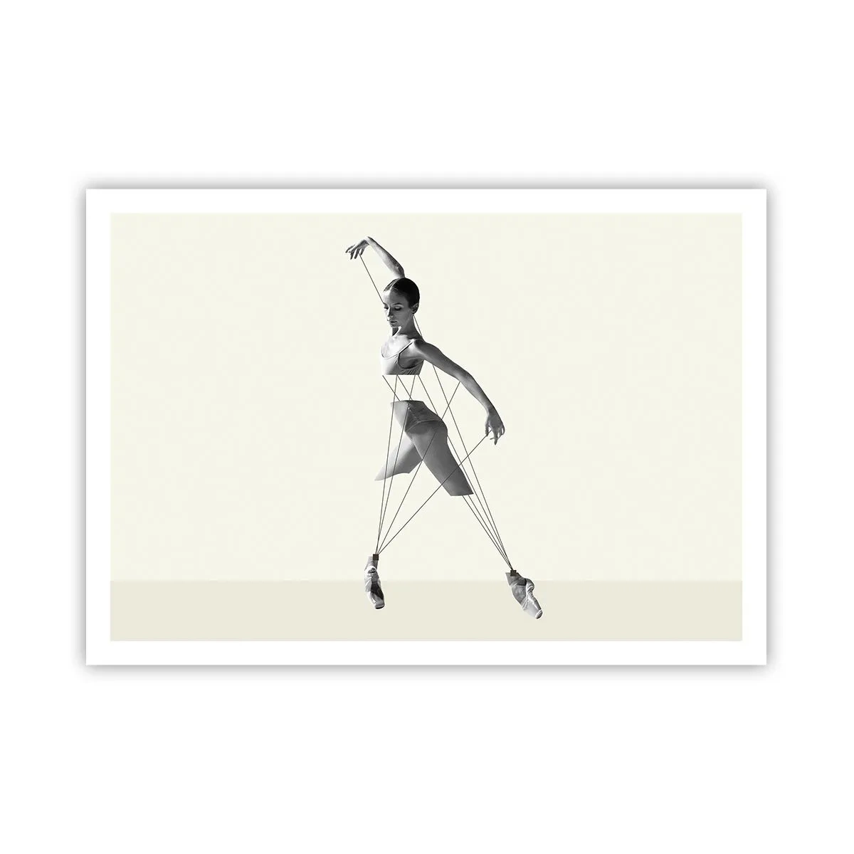 Póster - Bailarina en interpretación geométrica con líneas. - 100x70cm - Títere de sí misma - Decoración de pared moderna para salón y dormitorio ARTTOR