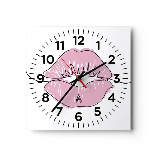 Reloj de pared - Reloj de vidrio - ¿Listo para un beso? - 40x40 cm