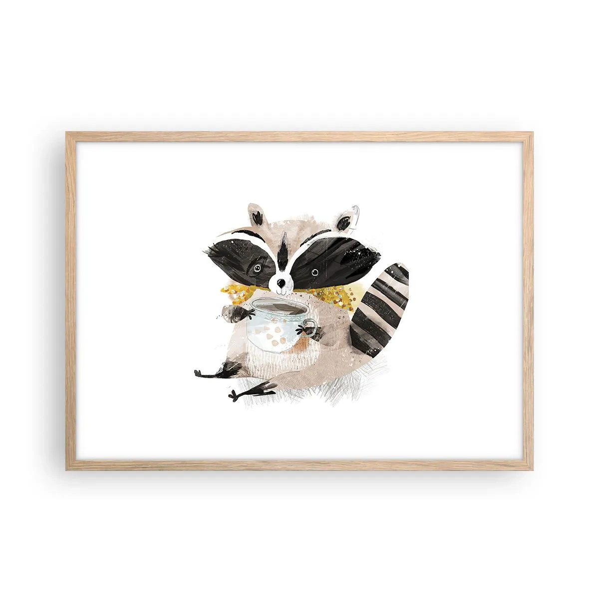 Póster en marco roble claro - Mi amigo mapache - 70x50 cm
