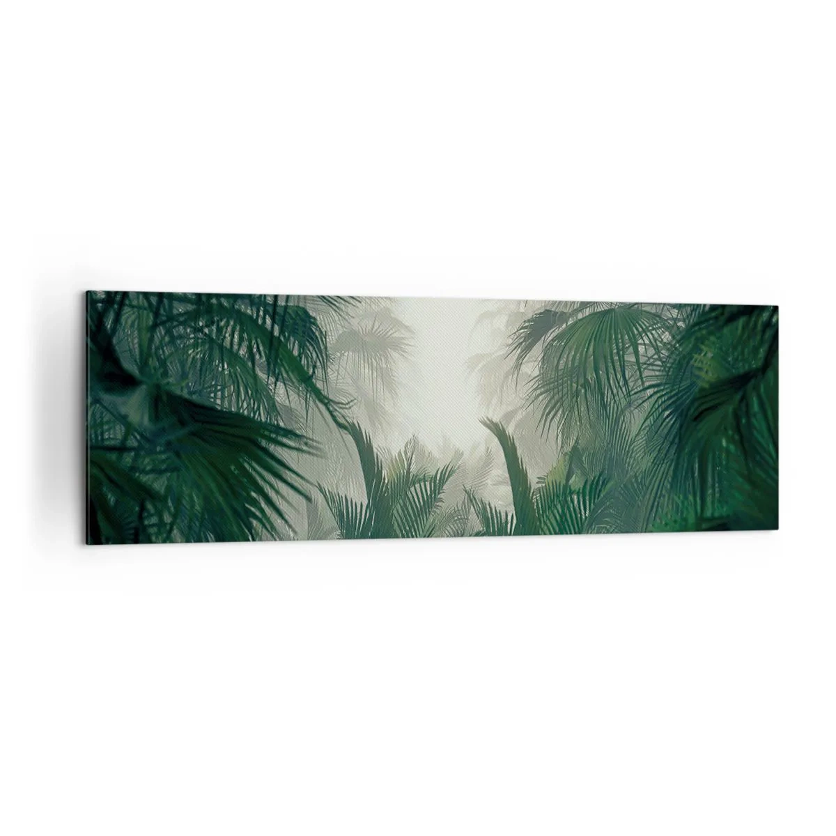 Cuadro sobre lienzo - Impresión de Imagen - Vegetación tropical en la densa niebla de la selva tropical - 160x50cm - Misterio tropical - Decoración de pared moderna para salón y dormitorio ARTTOR