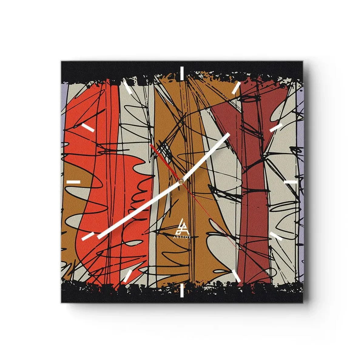 Reloj de pared - Reloj de vidrio - Composición espontánea - 40x40 cm