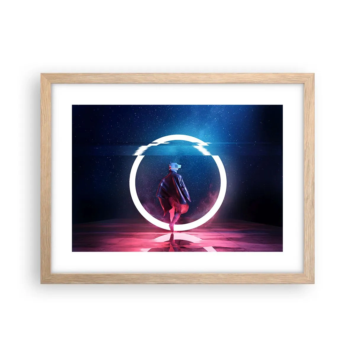 Póster en marco roble claro - Entre mundos - 40x30 cm