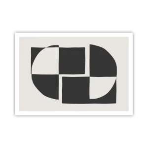 Póster - Formas geométricas abstractas en blanco y negro - 100x70cm - Antítesis - síntesis - Decoración de pared moderna para salón y dormitorio ARTTOR