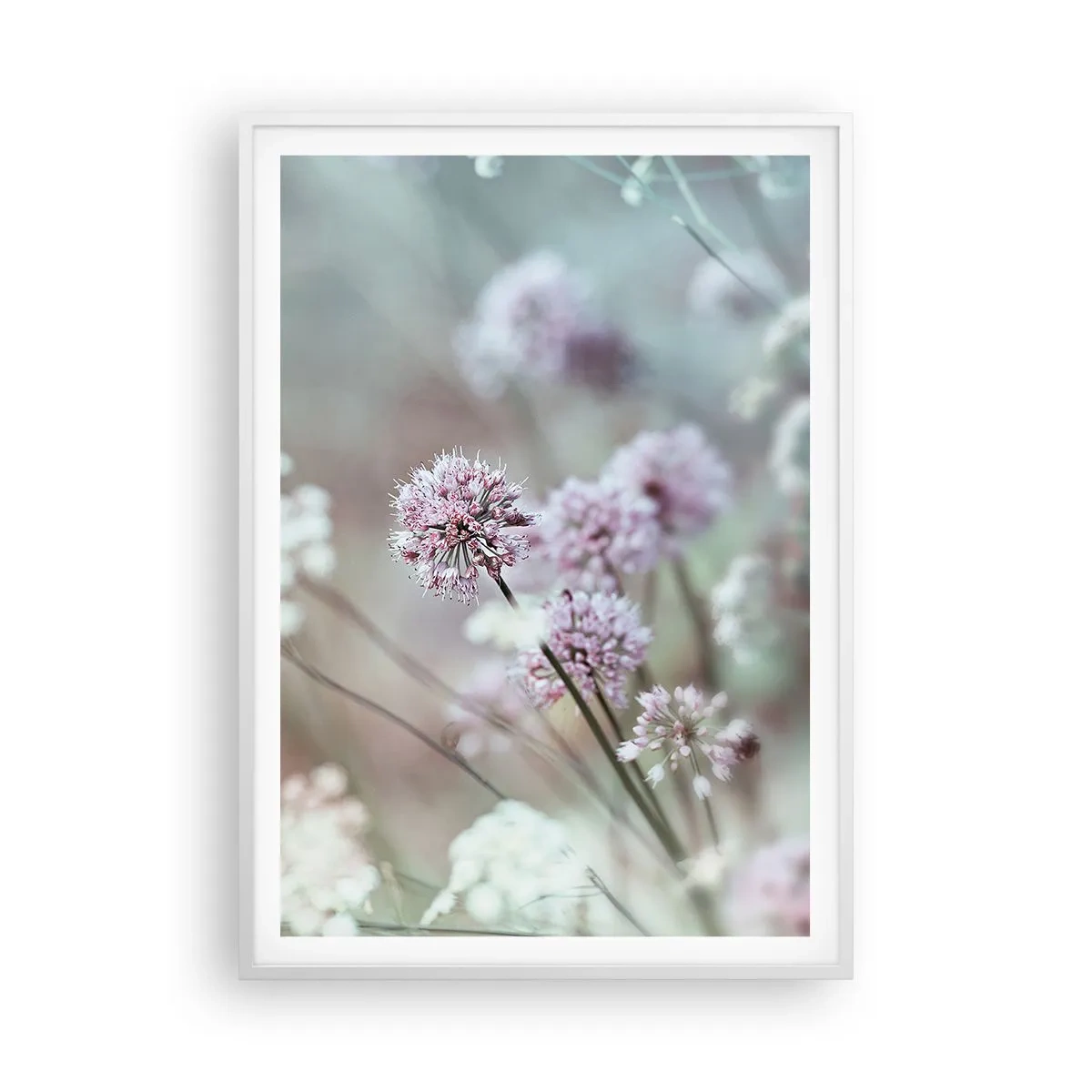 Póster en marco blanco - Dulces filigranas de hierbas - 70x100 cm