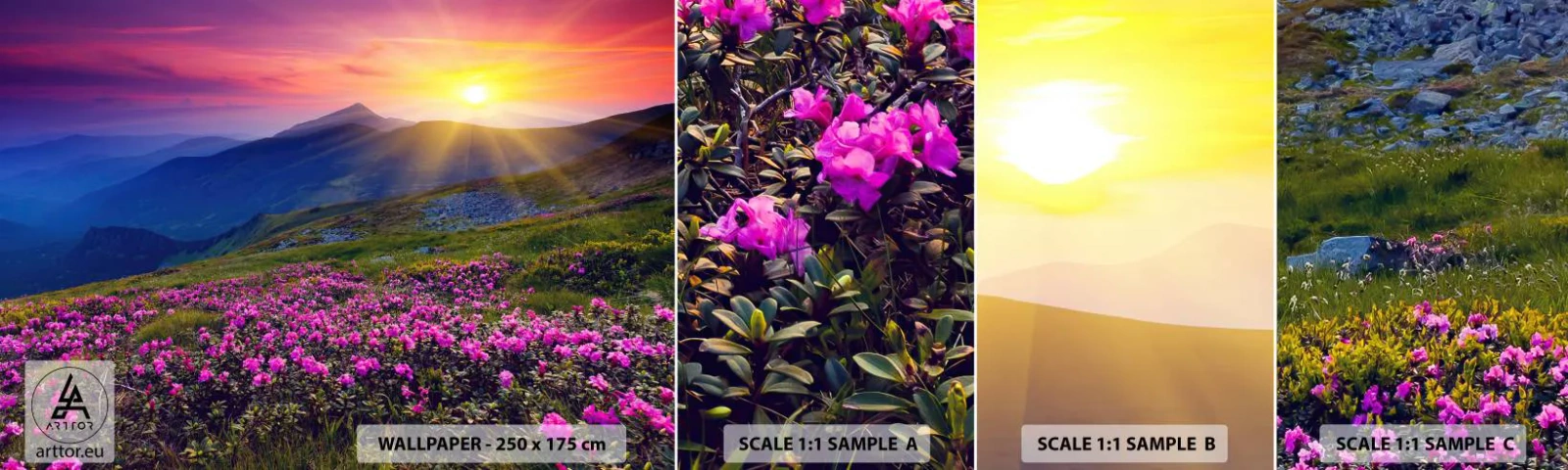 Muestra De Fotomural Standard Eco - ... Y el aroma a hierbas está por todas partes - Paisaje, Montañas, Atardecer - 100x30 cm