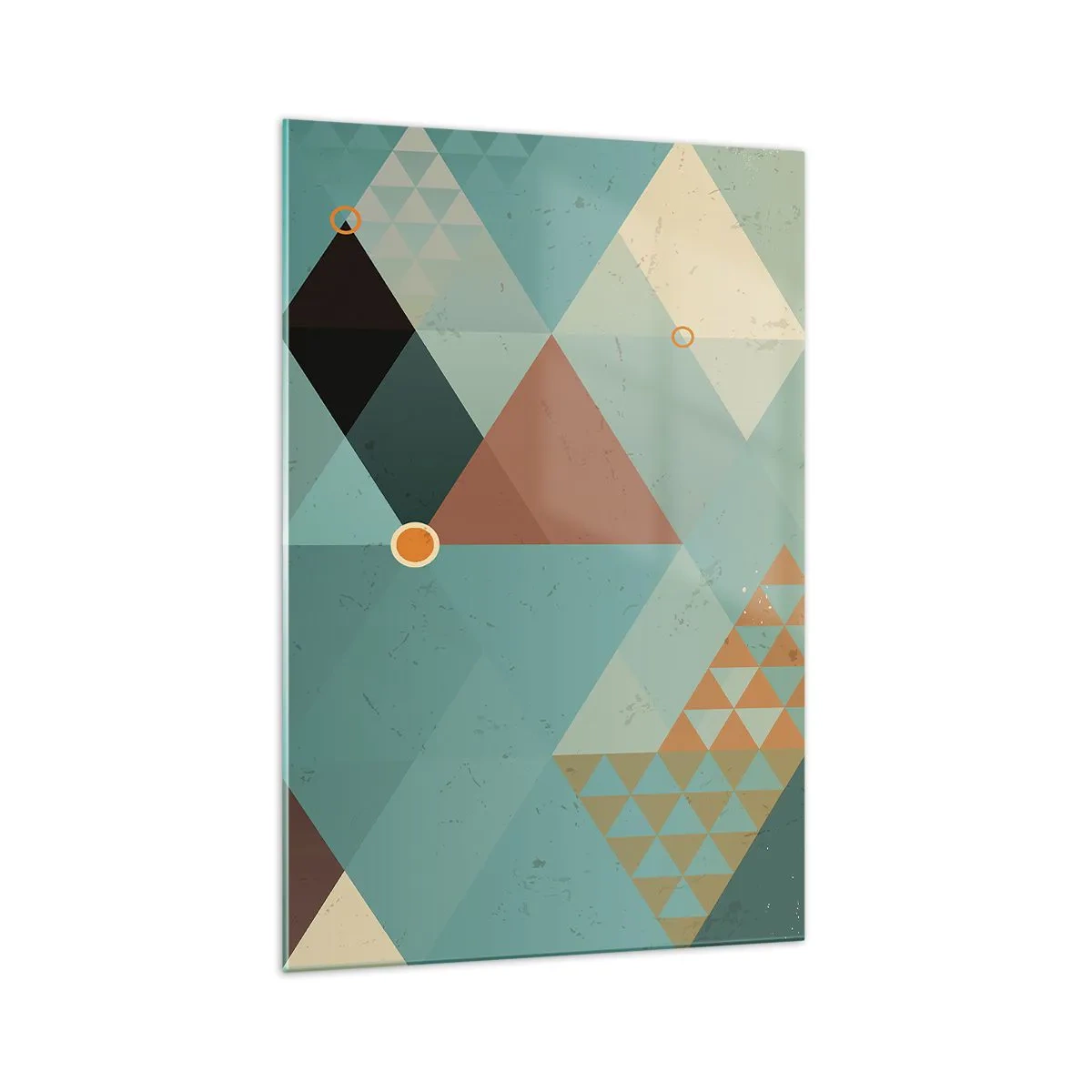 Cuadro sobre vidrio - Impresiones sobre Vidrio - Patrones geométricos en tonos turquesa y marrón. - 70x100cm - Uno para todos y todos para uno - Decoración de pared moderna para salón y dormitorio ARTTOR
