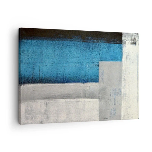 Cuadro sobre lienzo - Impresión de Imagen - Una composición abstracta con tonos de azul, gris y blanco. - 70x50cm - Composición poética de gris y azul - Decoración de pared moderna para salón y dormitorio ARTTOR