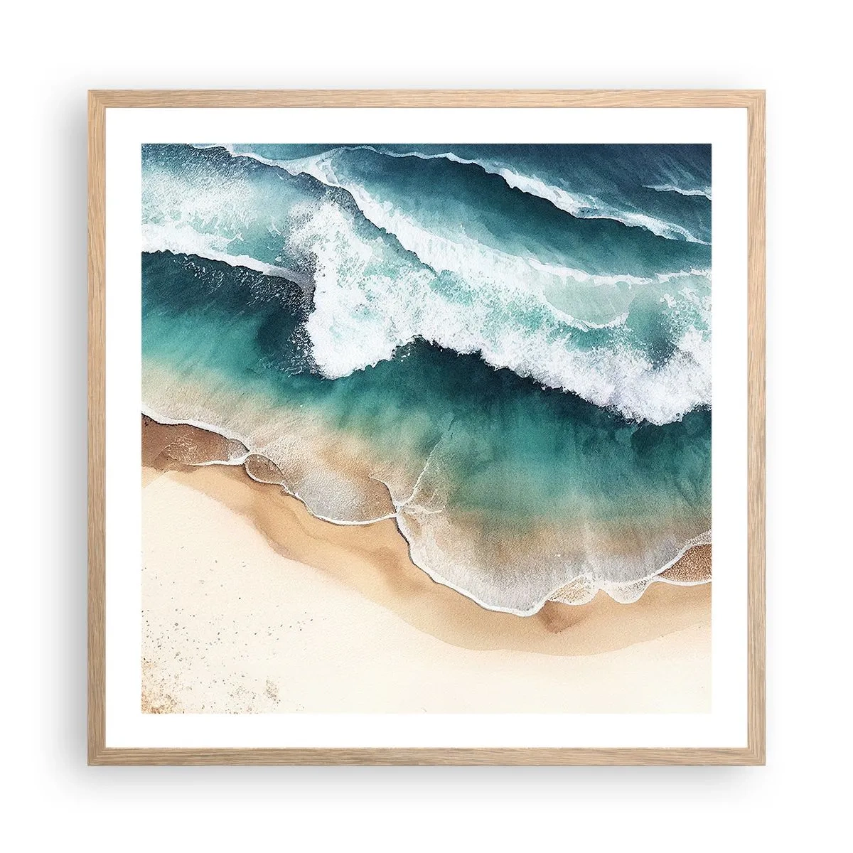 Póster en marco roble claro - Un encuentro eterno - 60x60 cm