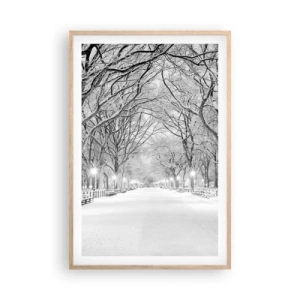Póster en marco roble claro - Cuatro estaciones - invierno - 61x91 cm