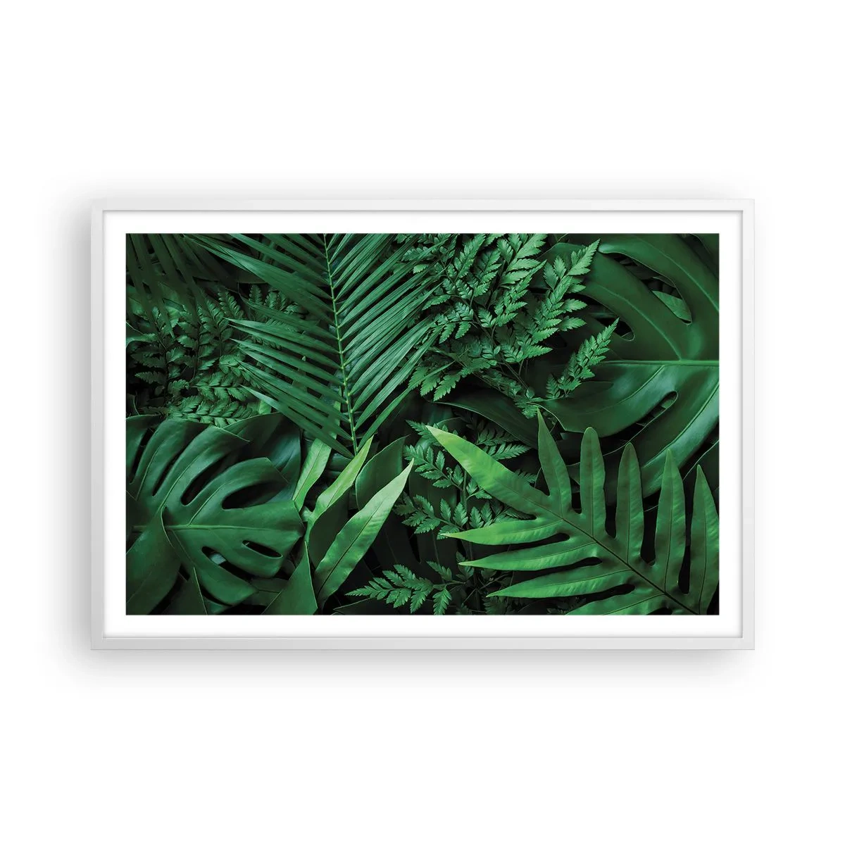 Póster en marco blanco - Abrazo verde - 91x61 cm