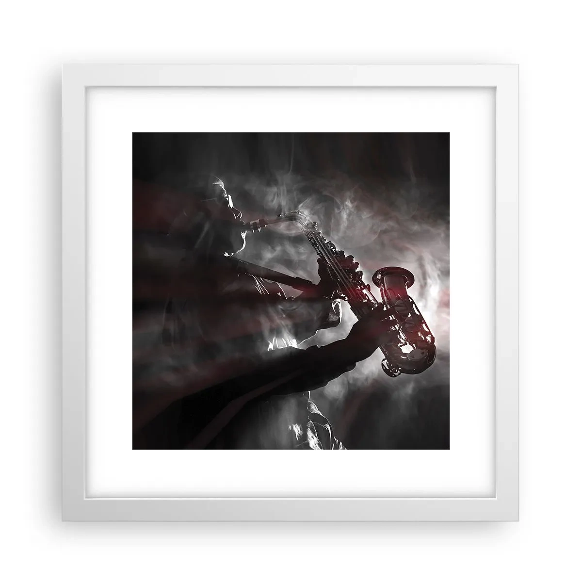 Póster en marco blanco - En el vapor del jazz - 30x30 cm
