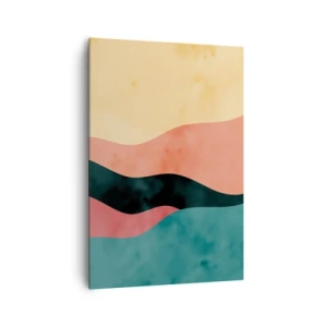 Cuadro sobre lienzo - Impresión de Imagen - Ondas abstractas en colores pastel - 70x100cm - Discordia compatible - Decoración de pared moderna para salón y dormitorio ARTTOR