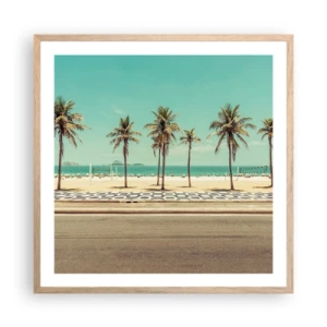 Póster en marco roble claro - En la playa - 60x60 cm