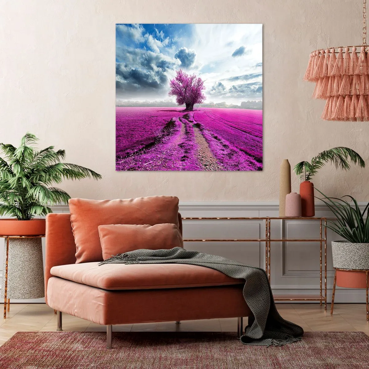Cuadro sobre lienzo - Impresión de Imagen - El brezal - un encanto - 70x70 cm