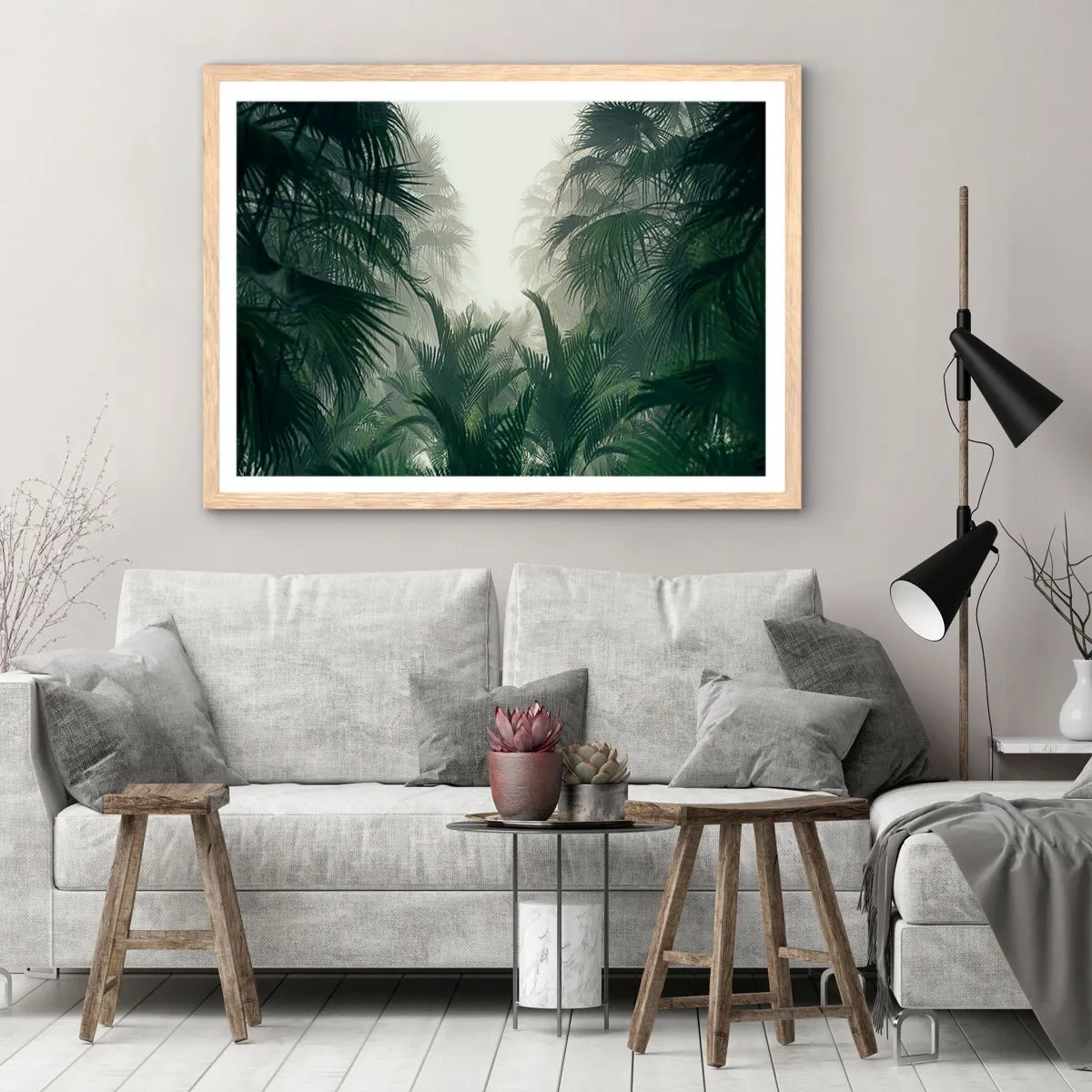 Póster en marco roble claro - Misterio tropical - 70x50 cm