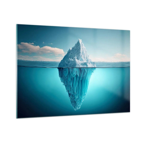 Cuadro sobre vidrio - Impresiones sobre Vidrio - Un iceberg flotando en el océano con parte del mismo visible bajo el agua. - 100x70cm - El trono de hielo - Decoración de pared moderna para salón y dormitorio ARTTOR