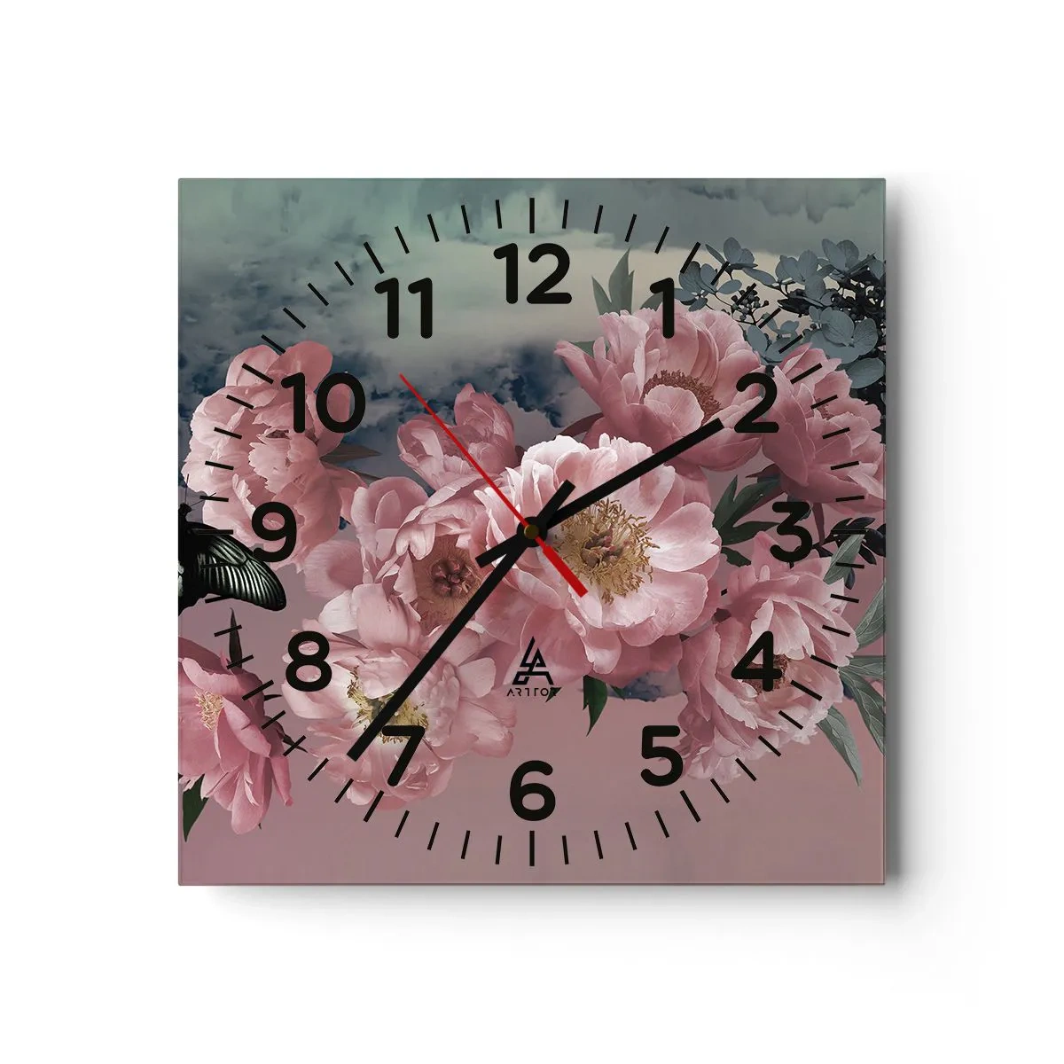 Reloj de pared - Reloj de vidrio - La cúspide del romance - 40x40 cm