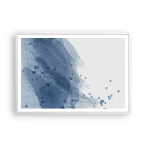 Póster en marco blanco - Tul azul - 100x70 cm