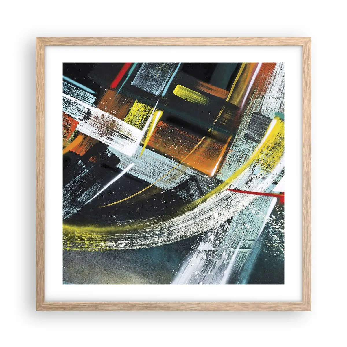 Póster en marco roble claro - La energía del movimiento - 50x50 cm