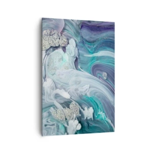 Cuadro sobre lienzo - Impresión de Imagen - Remolinos abstractos en tonos azules y blancos - 70x100cm - Corrientes de azul - Decoración de pared moderna para salón y dormitorio ARTTOR