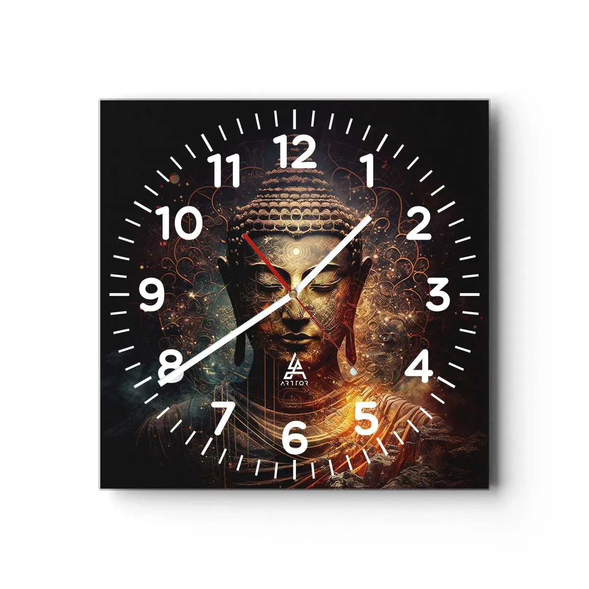 Reloj de pared - Reloj de vidrio - Equilibrio espiritual - 30x30 cm